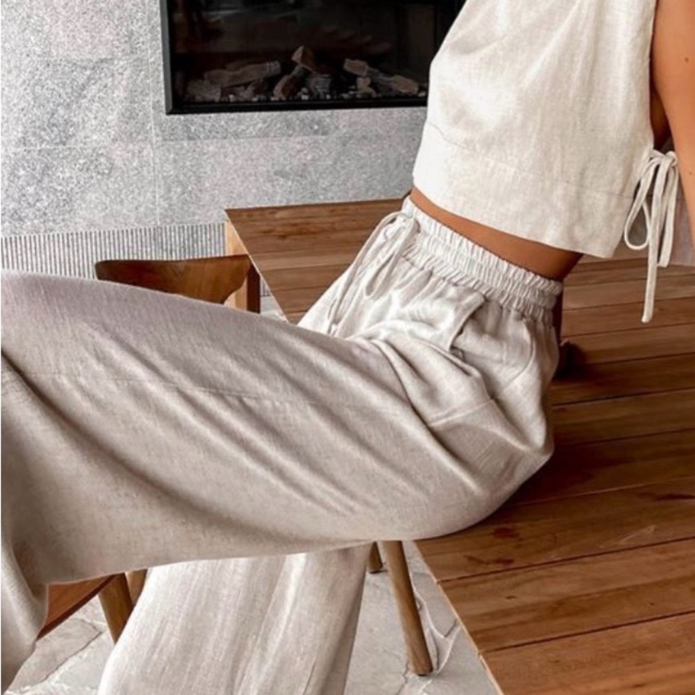 Commense Women's Linen Cream Two-Piece Set - Picture 3 of 12